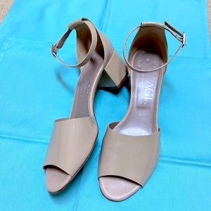 AGL Italian ankle strap, block heel sandals, size 40.